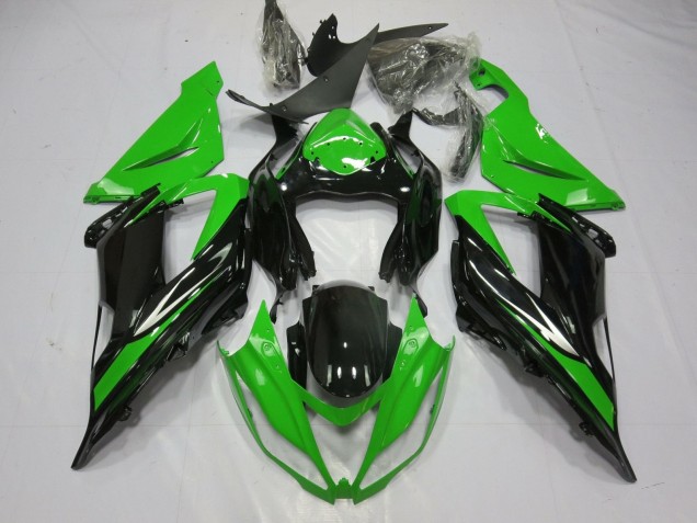 2013-2018 Kawasaki ZX6R Motorcycle Fairing - Green Glossy Black Australia for Sale