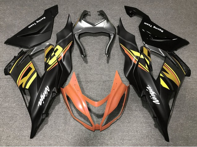 2013-2018 Kawasaki ZX6R Motorcycle Fairings - Matte Black Orange Gold Australia for Sale