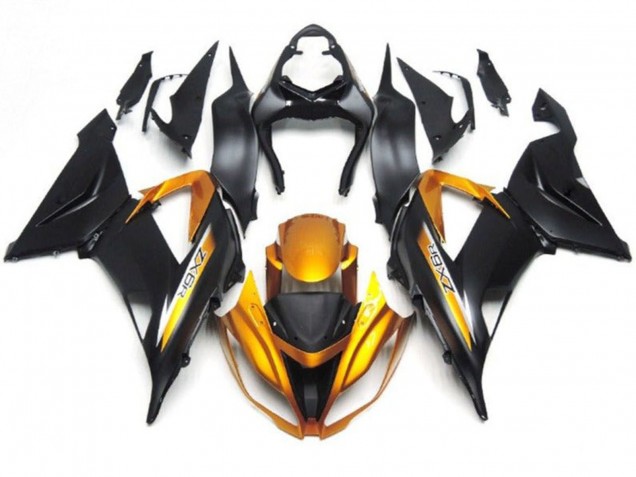 2013-2018 Kawasaki ZX6R Motorcycle Fairings - Matte Black Gold Australia for Sale