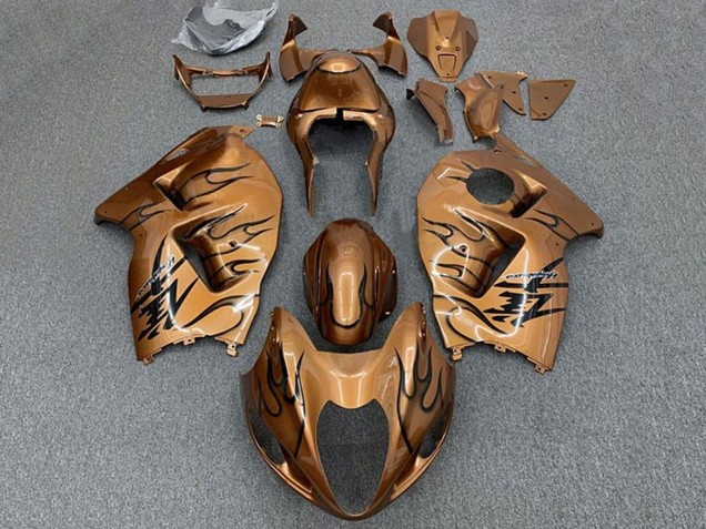 1996-2007 Suzuki GSXR 1300 Hayabusa Motorcycle Fairings - Brown Bronze Black Flame Australia for Sale