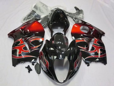 1996-2007 Suzuki GSXR 1300 Hayabusa Motorcycle Fairings - Glossy Black Red Tribal Australia for Sale
