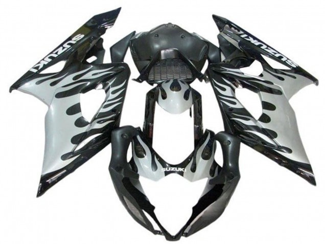 2005-2006 Suzuki GSXR 1000 Motorcycle Fairings - Black White Flame Australia for Sale