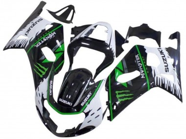 2001-2003 Suzuki GSXR 600 / GSXR 750 Motorcycle Fairings - White Black Green Monster Australia for Sale
