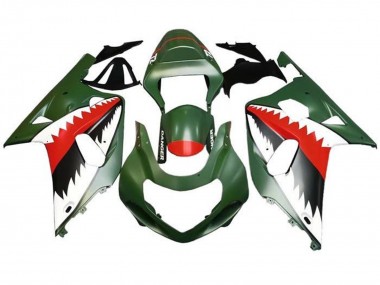 2001-2003 Suzuki GSXR 600 / GSXR 750 Motorcycle Fairings - Matte Army Green White Red Shark Australia for Sale