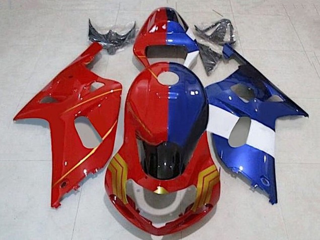 2001-2003 Suzuki GSXR 600 / GSXR 750 Motorcycle Fairings - Red Blue Split Gold Australia for Sale