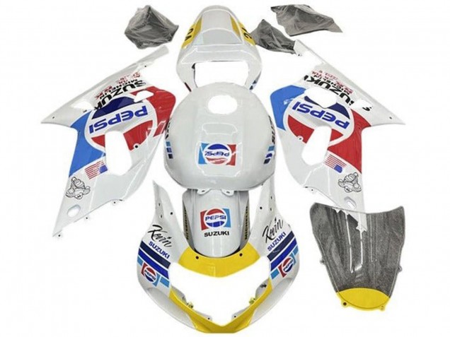 2001-2003 Suzuki GSXR 600 / GSXR 750 Motorcycle Fairings - White Blue Red Yellow Pepsi Australia for Sale