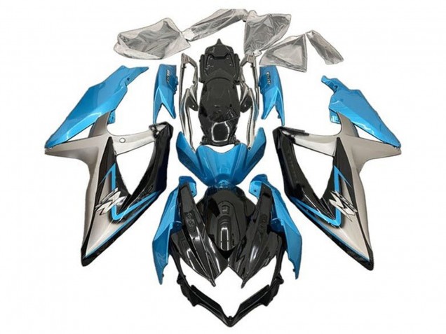 2008-2010 Suzuki GSXR 600 / GSXR 750 Motorcycle Fairings - Light Blue Silver Glossy Black Australia for Sale