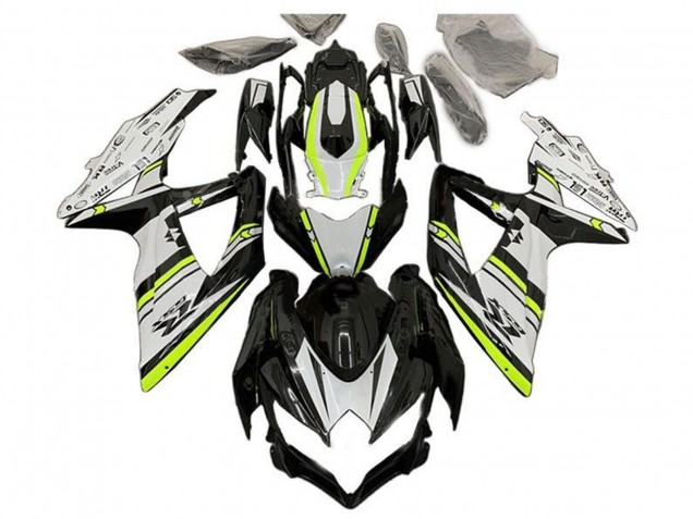 2008-2010 Suzuki GSXR 600 / GSXR 750 Motorcycle Fairings - White Green Glossy Black Australia for Sale