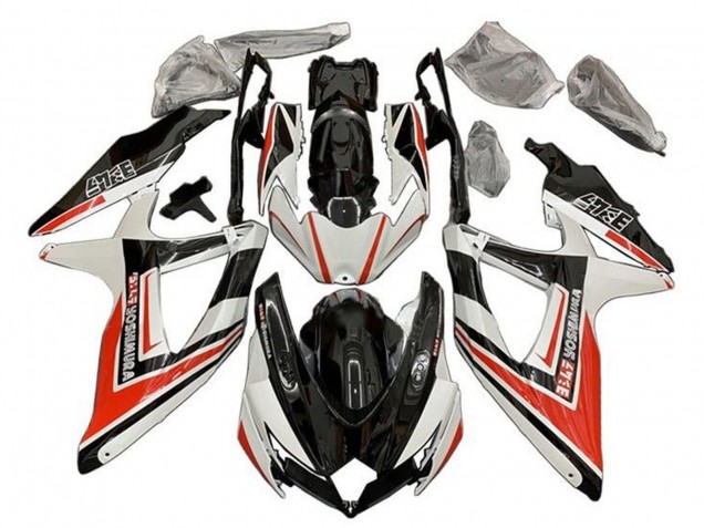 2008-2010 Suzuki GSXR 600 / GSXR 750 Motorcycle Fairings - White Orange Glossy Black Yoshimura Australia for Sale