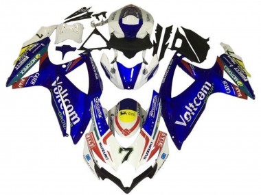 2008-2010 Suzuki GSXR 600 / GSXR 750 Motorcycle Fairings - White Blue Yellow Red Voltcom 7 Australia for Sale