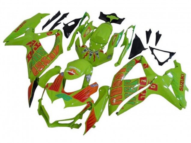 2008-2010 Suzuki GSXR 600 / GSXR 750 Motorcycle Fairings - Green Orange Rossi Australia for Sale