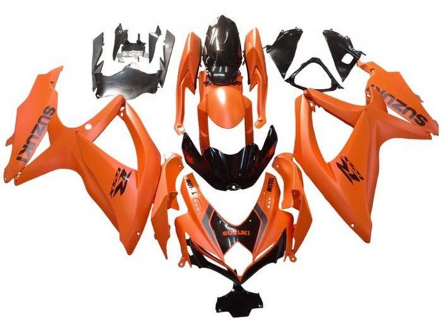 2008-2010 Suzuki GSXR 600 / GSXR 750 Motorcycle Fairings - Orange Glossy Black with Decal Australia for Sale