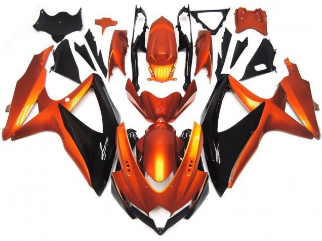 2008-2010 Suzuki GSXR 600 / GSXR 750 Motorcycle Fairings - Orange Black Australia for Sale