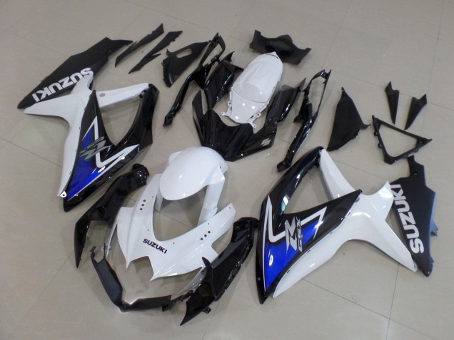 2008-2010 Suzuki GSXR 600 / GSXR 750 Motorcycle Fairings - White Blue Glossy Black Australia for Sale