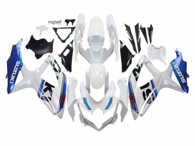 2008-2010 Suzuki GSXR 600 / GSXR 750 Motorcycle Fairings - White Blue Stripe Australia for Sale