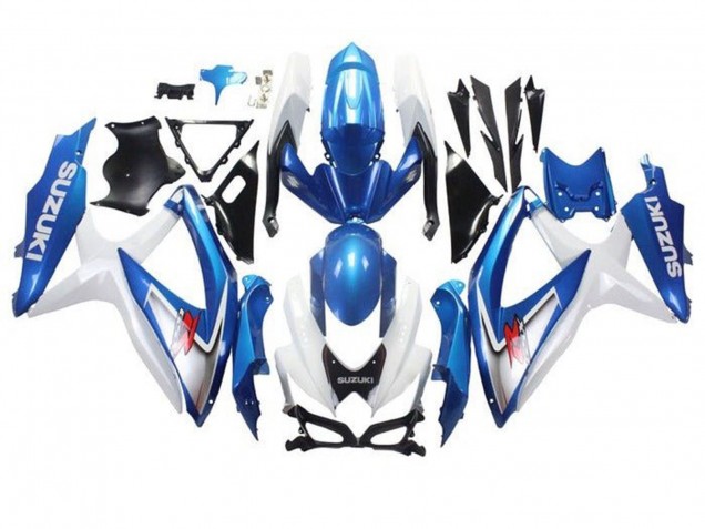 2008-2010 Suzuki GSXR 600 / GSXR 750 Motorcycle Fairings - White Light Blue Red Australia for Sale