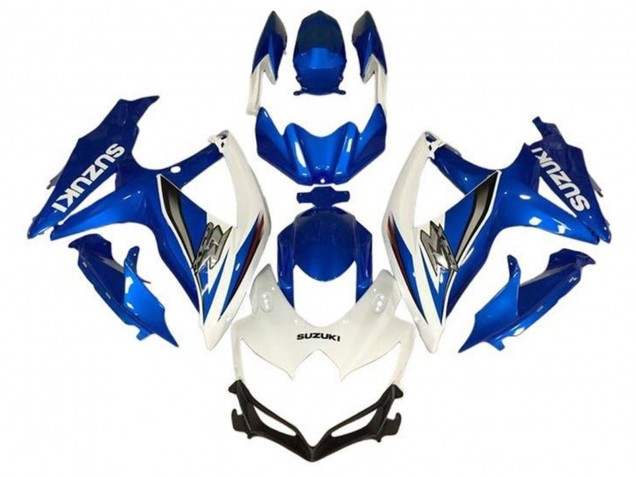 2008-2010 Suzuki GSXR 600 / GSXR 750 Motorcycle Fairings - White Blue Silver Australia for Sale