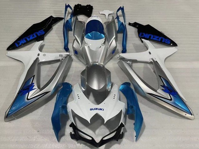 2008-2010 Suzuki GSXR 600 / GSXR 750 Motorcycle Fairings - White Silver Light Blue Black Australia for Sale