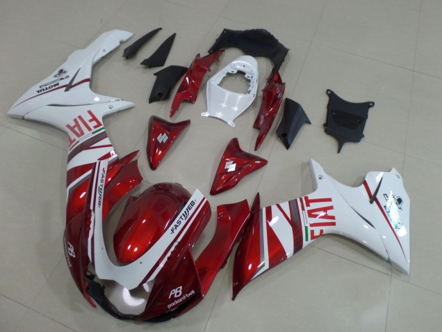 2011-2024 Suzuki GSXR 600 / GSXR 750 Motorcycle Fairings - Candy Red White Fiat Australia for Sale