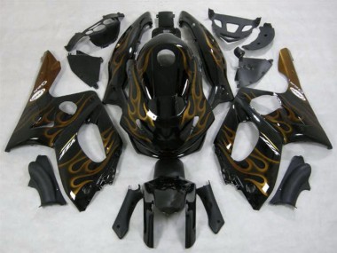 1996-2007 Yamaha YZF600R Thundercat Motorcycle Fairings - Black Dark Gold Flame Australia for Sale