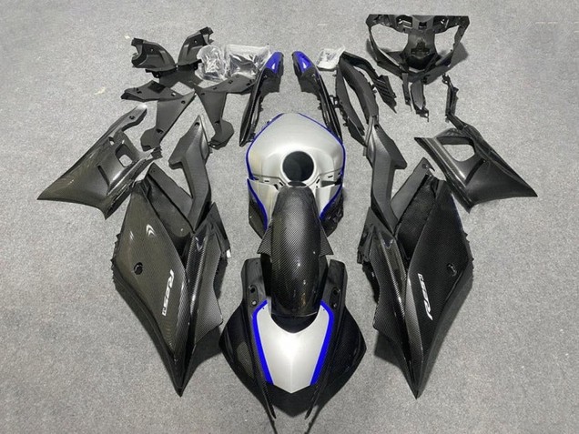 2019-2021 Yamaha YZF R3/R25 Motorcycle Fairings - Black Carbon Fiber Style Silver Blue Australia for Sale