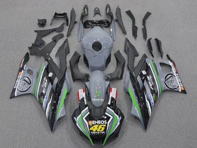 2019-2021 Yamaha YZF R3/R25 Motorcycle Fairings - Grey Black Green Black ENEOS Monster 46 Australia for Sale