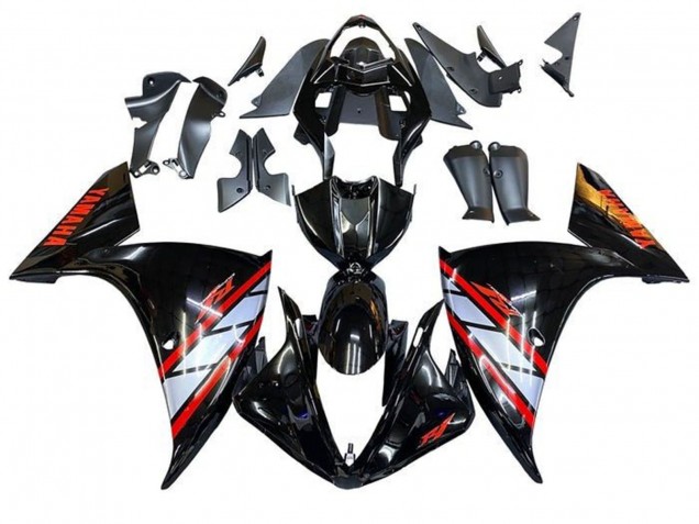 2012-2014 Yamaha YZF 1000 R1 Motorcycle Fairings - Glossy Black Silver Red Stripe Australia for Sale
