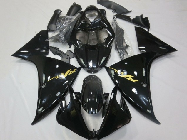 2012-2014 Yamaha YZF 1000 R1 Motorcycle Fairings - Glossy Black Gold Decals Australia for Sale
