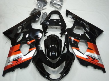 2004-2005 Suzuki GSXR 600 / GSXR 750 Motorcycle Fairings - Glossy Black Orange White with Decal Australia for Sale