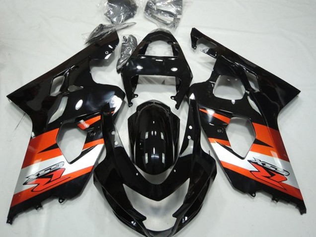 2004-2005 Suzuki GSXR 600 / GSXR 750 Motorcycle Fairings - Glossy Black Orange White with Decal Australia for Sale
