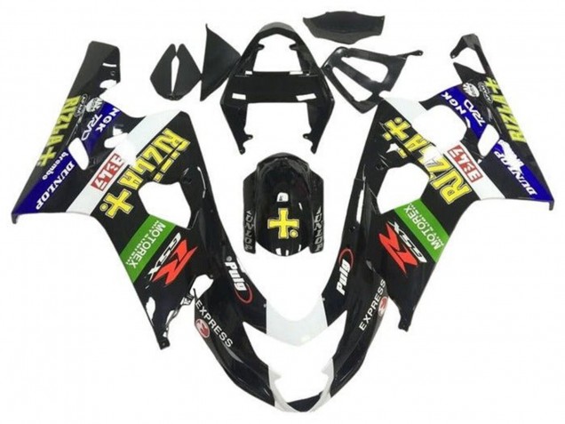 2004-2005 Suzuki GSXR 600 / GSXR 750 Motorcycle Fairings - Glossy Black Blue Green Yellow Rizla Australia for Sale