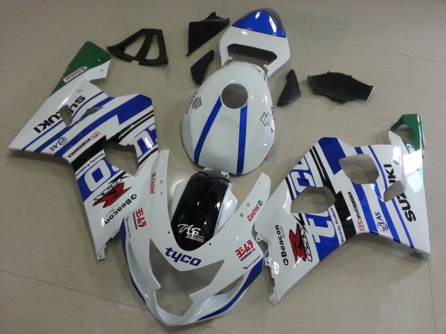 2004-2005 Suzuki GSXR 600 / GSXR 750 Motorcycle Fairings - White Blue Black Green Tyco Australia for Sale
