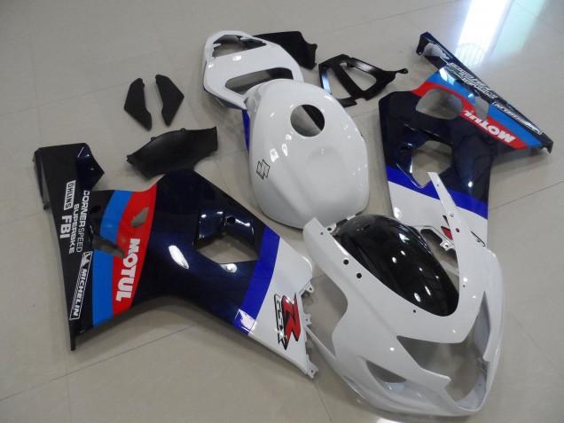 2004-2005 Suzuki GSXR 600 / GSXR 750 Motorcycle Fairings - White Blue Red Black Motul Australia for Sale