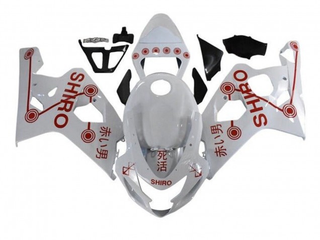 2004-2005 Suzuki GSXR 600 / GSXR 750 Motorcycle Fairings - White Red Shiro Australia for Sale