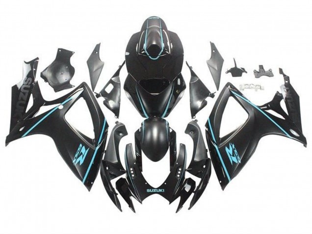 2006-2007 Suzuki GSXR 600 / GSXR 750 Motorcycle Fairings - Matte Black Turquoise Blue Australia for Sale