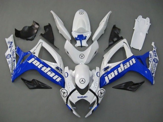2006-2007 Suzuki GSXR 600 / GSXR 750 Motorcycle Fairings - White Blue Jordan Australia for Sale