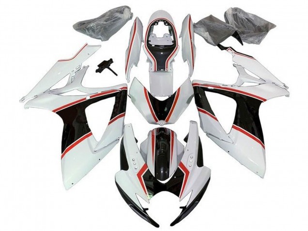 2006-2007 Suzuki GSXR 600 / GSXR 750 Motorcycle Fairings - White Orange Black Pinstripe Australia for Sale