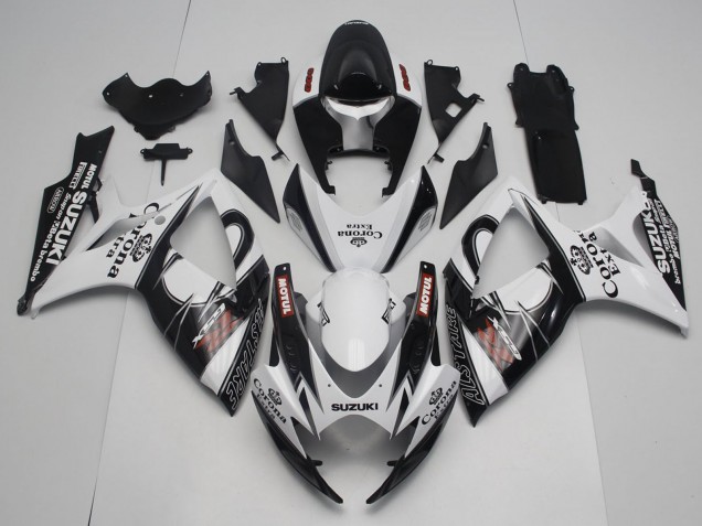 2006-2007 Suzuki GSXR 600 / GSXR 750 Motorcycle Fairings - White Black Red Corona Extra Motul Alstare Australia for Sale