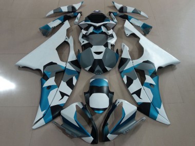2008-2016 Yamaha YZF R6 Motorcycle Fairing - White Blue Grey Black Camouflage Australia for Sale