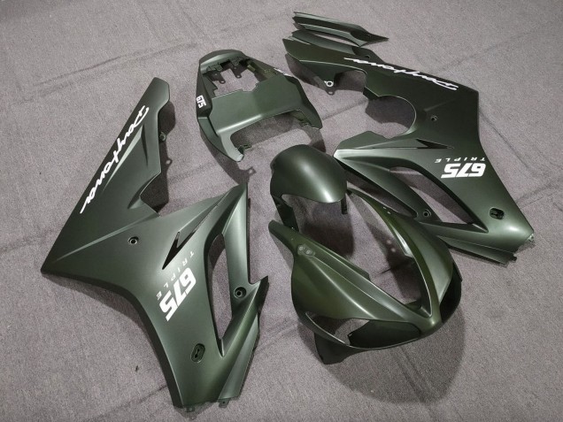 2009-2012 Triumph Daytona 675 Triple Motorcycle Fairings - Matte Green White Australia for Sale