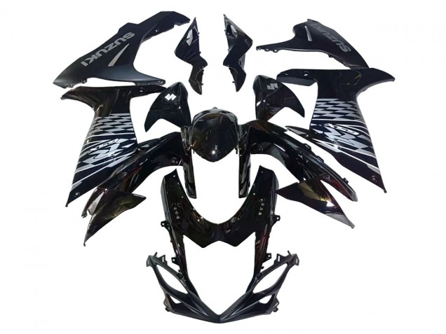 2011-2024 Suzuki GSXR 600/750 Motorcycle Fairings - Glossy Black Silver Australia for Sale