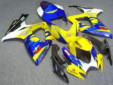 2006-2007 Suzuki GSXR 600/750 Motorcycle Fairings - White Blue Yellow Corona Alstare Australia for Sale
