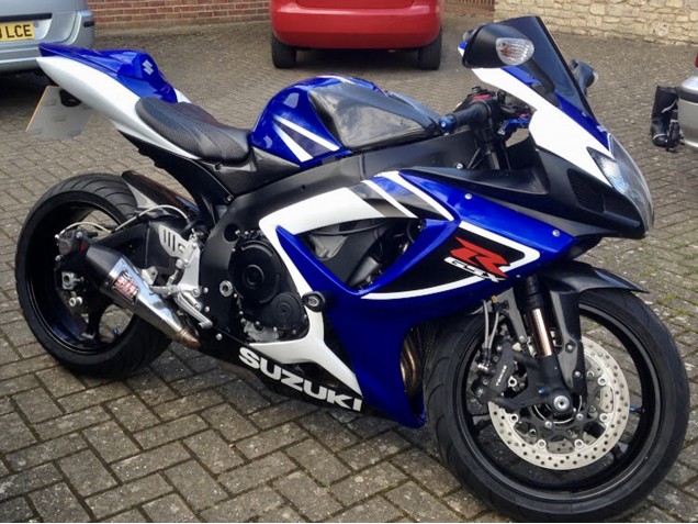2006-2007 Suzuki GSXR 750 Motorcycle Fairings - White Blue Black Stripe Australia for Sale