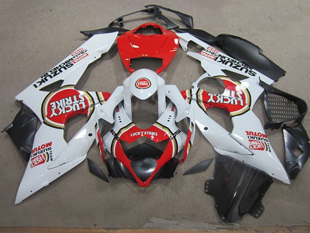 2005-2006 Suzuki GSXR 1000 Motorcycle Fairings - White Red Lucky Strike Motul Australia for Sale