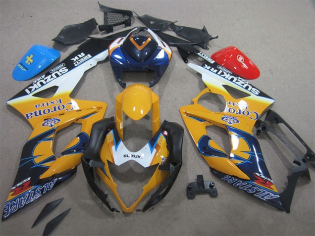 2005-2006 Suzuki GSXR 1000 Motorcycle Fairings - White Yellow Blue Black Corona Extra Alstare Australia for Sale