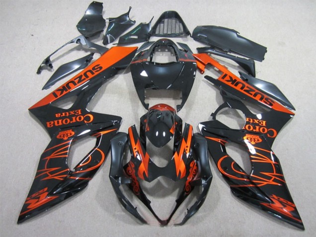 2005-2006 Suzuki GSXR 1000 Motorcycle Fairings - Glossy Black Orange Corona Extra Australia for Sale