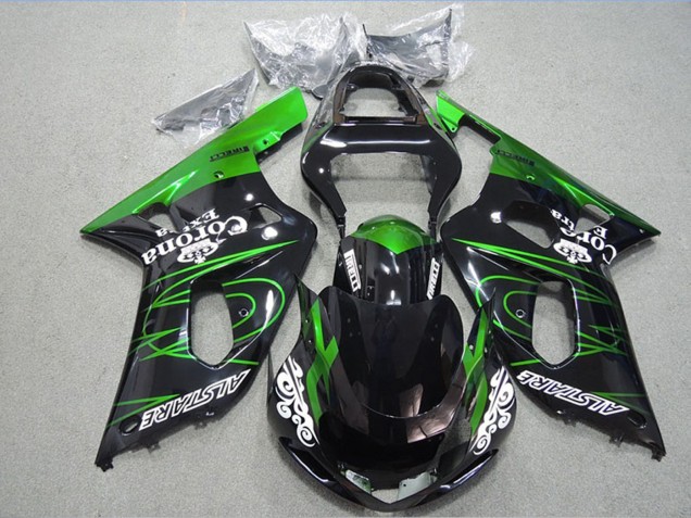 2001-2003 Suzuki GSXR 600 Motorcycle Fairings - Glossy Black Green Corona Extra Alstare Australia for Sale
