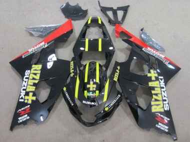 2004-2005 Suzuki GSXR 600 Motorcycle Fairings - Glossy Black Red Yellow Rizla Australia for Sale