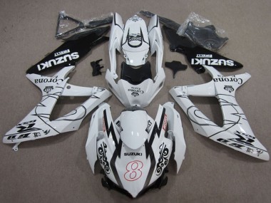 2008-2010 Suzuki GSXR 600 Motorcycle Fairings - White Black Corona Extra Motul 8 Australia for Sale