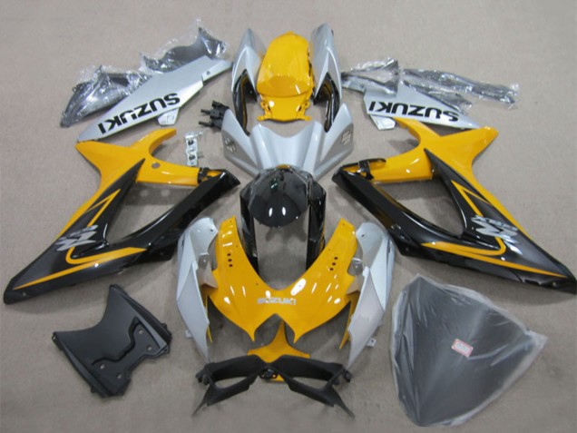 2008-2010 Suzuki GSXR 600 Motorcycle Fairings - Yellow Silver Glossy Black Australia for Sale